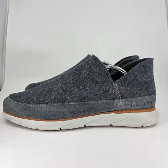LL Bean Shoes Mens Size 10 Iron Gum Soles Gray Downeast Slip Ons Wool 522894 main image 8